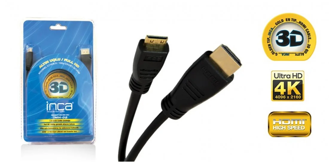 Inca IMH-02 Full HD  Mini HDMI to HDMI 1.8M HDMI Kablo